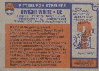 1976 Topps #365 Dwight White Back