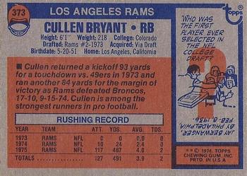 1976 Topps #373 Cullen Bryant Back