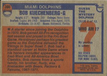 1976 Topps #390 Bob Kuechenberg Back