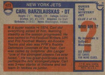1976 Topps #423 Carl Barzilauskas Back