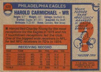 1976 Topps #425 Harold Carmichael Back