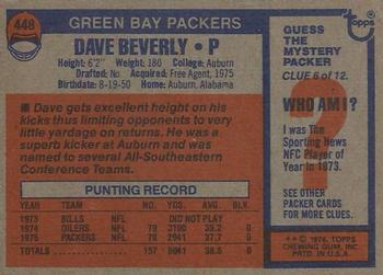 1976 Topps #448 Dave Beverly Back