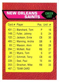 1976 Topps #467 New Orleans Saints Front