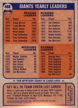 1976 Topps #468 New York Giants Back