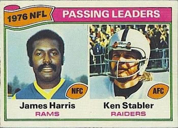 1977 Topps #1 1976 Passing Leaders (James Harris / Ken Stabler) Front