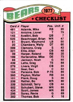 1977 Topps #204 Bears Checklist/Leaders Front