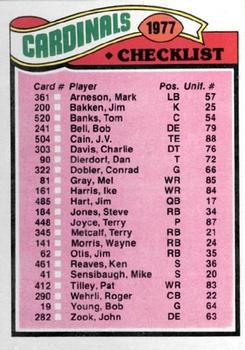 1977 Topps #223 Cardinals Checklist/Leaders Front