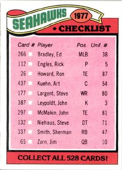 1977 Topps #226 Seahawks Checklist/Leaders Front