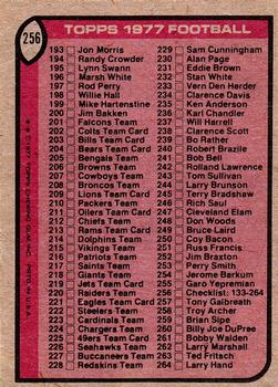 1977 Topps #256 Checklist: 133-264 Back