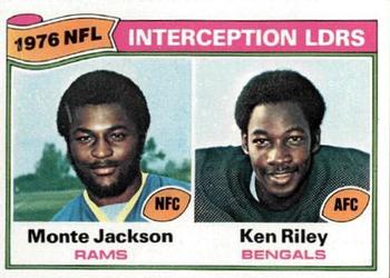 1977 Topps #5 1976 NFL Interception Leaders (Monte Jackson / Ken Riley) Front