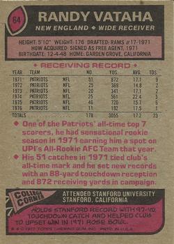 1977 Topps #64 Randy Vataha Back
