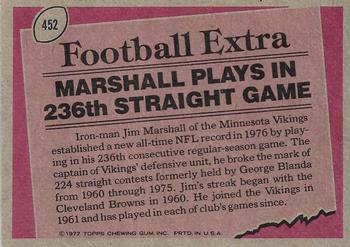 1977 Topps #452 Jim Marshall Back