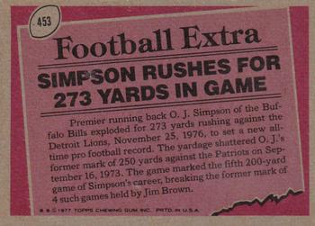 1977 Topps #453 O.J. Simpson Back