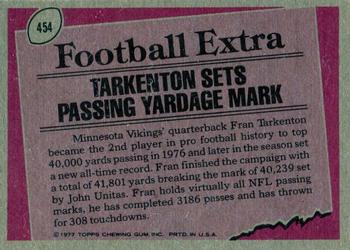 1977 Topps #454 Fran Tarkenton Back