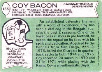 1978 Topps #135 Coy Bacon Back