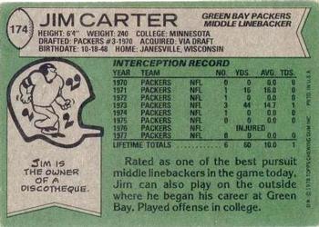 1978 Topps #174 Jim Carter Back