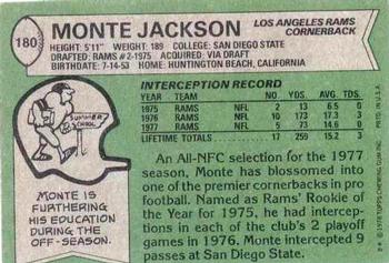 1978 Topps #180 Monte Jackson Back