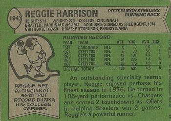 1978 Topps #194 Reggie Harrison Back