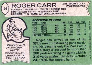 1978 Topps #195 Roger Carr Back