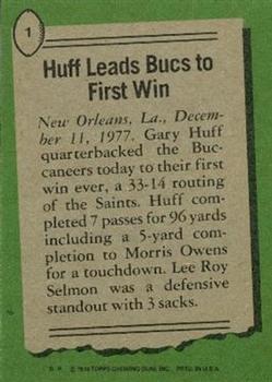 1978 Topps #1 Gary Huff Back