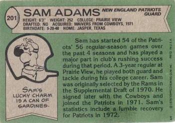 1978 Topps #201 Sam Adams Back