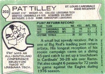 1978 Topps #203 Pat Tilley Back