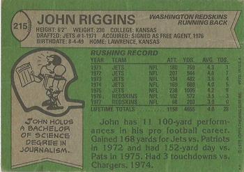 1978 Topps #215 John Riggins Back