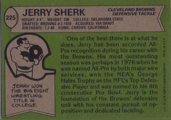 1978 Topps #225 Jerry Sherk Back