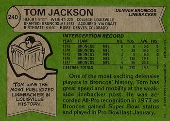 1978 Topps #240 Tom Jackson Back