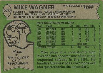 1978 Topps #275 Mike Wagner Back