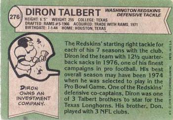 1978 Topps #276 Diron Talbert Back