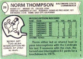 1978 Topps #29 Norm Thompson Back