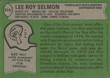 1978 Topps #314 Lee Roy Selmon Back