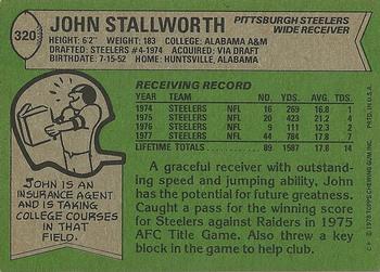 1978 Topps #320 John Stallworth Back
