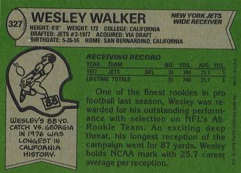 1978 Topps #327 Wesley Walker Back