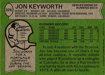 1978 Topps #328 Jon Keyworth Back