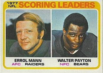 1978 Topps #334 1977 Scoring Leaders (Errol Mann / Walter Payton) Front