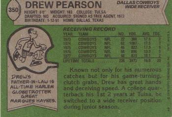 1978 Topps #350 Drew Pearson Back
