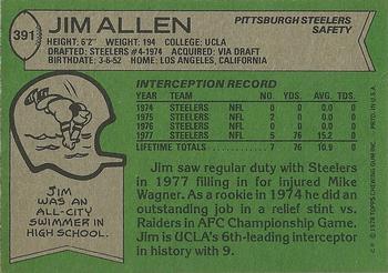 1978 Topps #391 Jim Allen Back