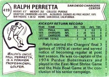1978 Topps #419 Ralph Perretta Back
