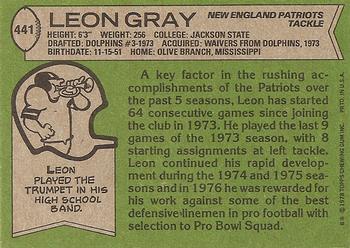 1978 Topps #441 Leon Gray Back