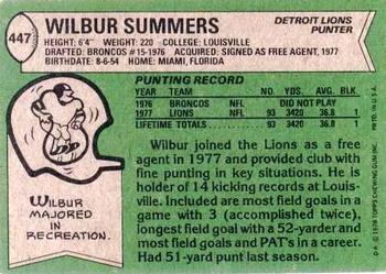 1978 Topps #447 Wilbur Summers Back