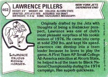 1978 Topps #462 Lawrence Pillers Back