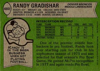 1978 Topps #480 Randy Gradishar Back