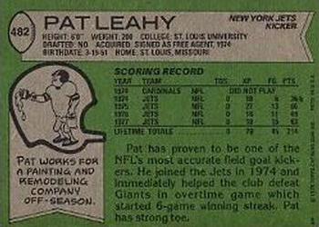 1978 Topps #482 Pat Leahy Back