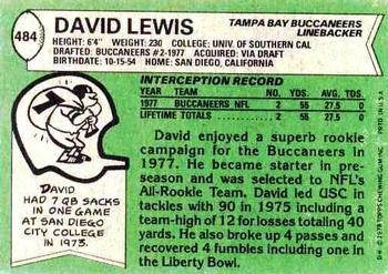 1978 Topps #484 David Lewis Back