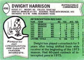 1978 Topps #496 Dwight Harrison Back