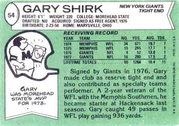 1978 Topps #54 Gary Shirk Back