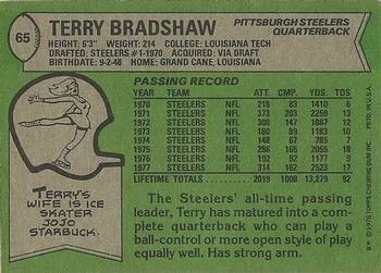 1978 Topps #65 Terry Bradshaw Back