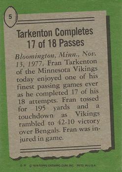 1978 Topps #5 Fran Tarkenton Back